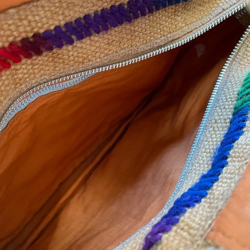Vintage Colorful Burlap Bag. - Picture 13 of 14